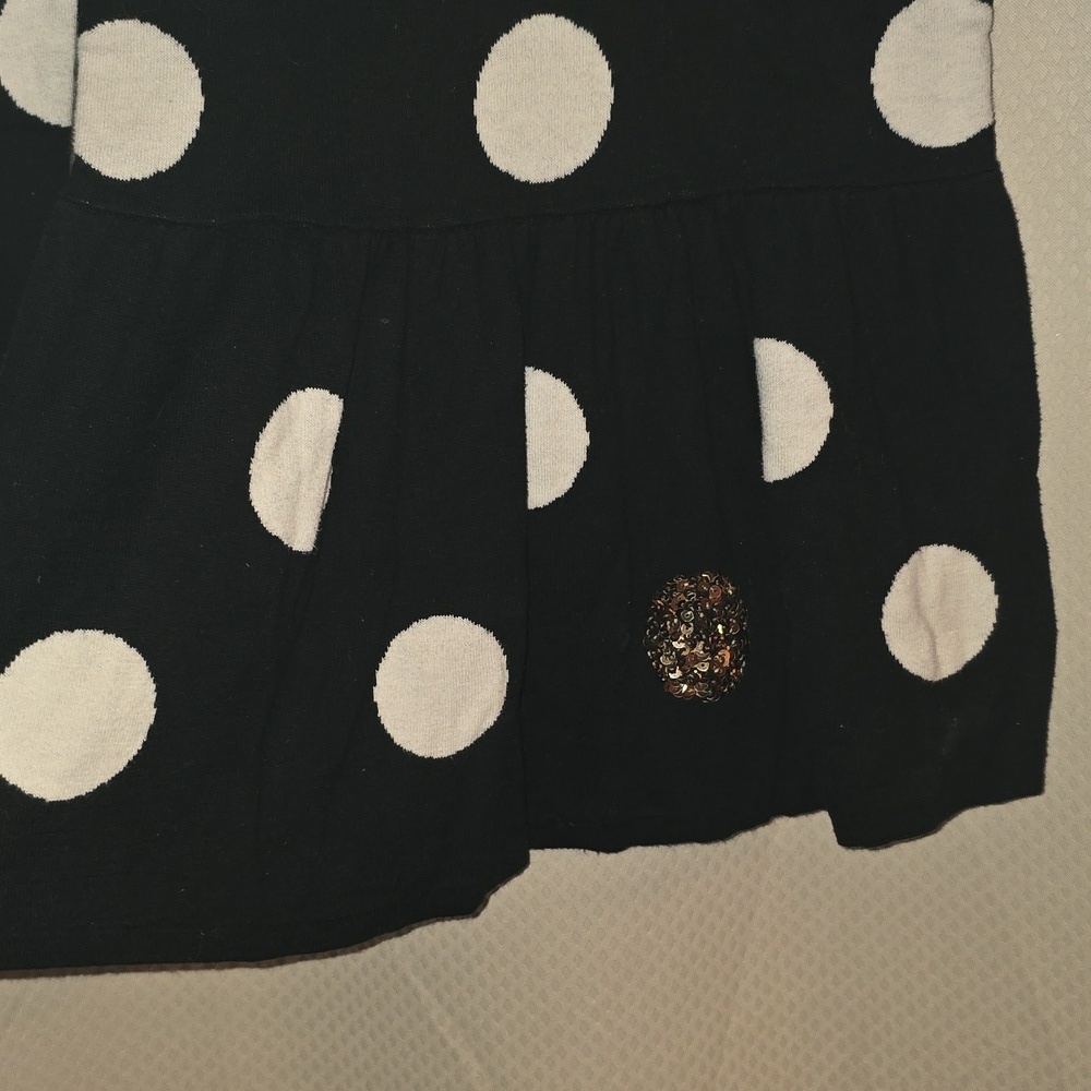Cat & Jack Black Sweater with White Dots and Gold Detail - Picture 4 of 5